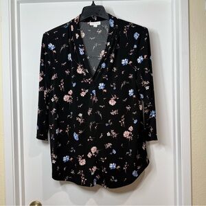 Charter Club Black and  Floral Women's Blouse